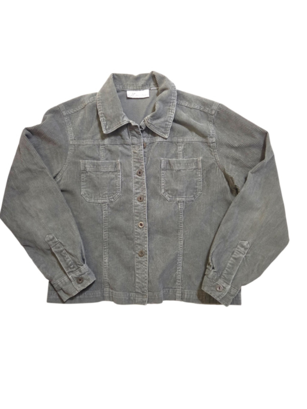 Vintage Dressbarn Corduroy Jacket Women's Medium Green Denim Style Chore Coat